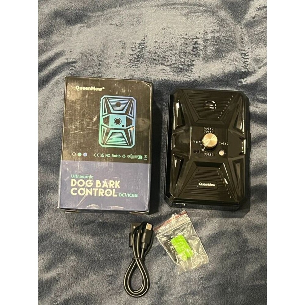 QueenMew Ultrasonic Dog Bark Control Device with USB Cable & Mounting Hardware
